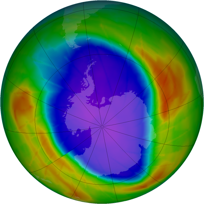 Antarctic ozone map for 26 September 2009